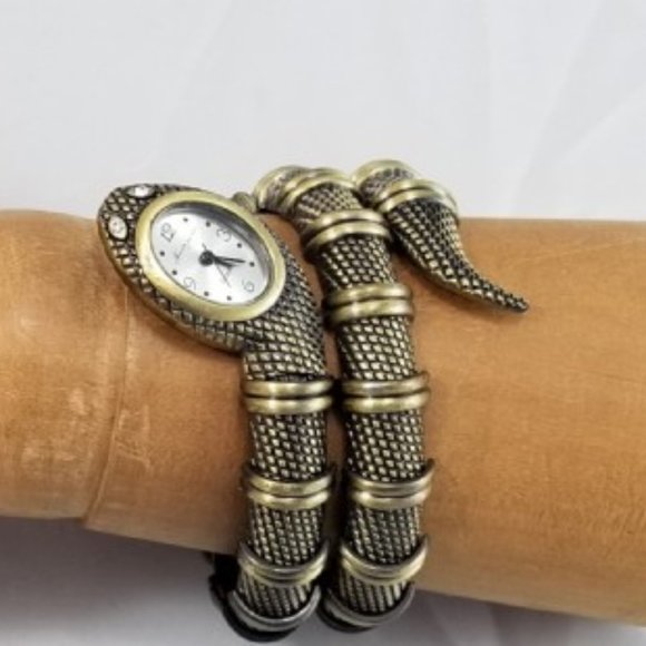 Kenneth Jay Lane Accessories - Kenneth Jay Lane coiled wrapped snake watch